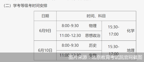 图片来源：北京教育考试院官网截图